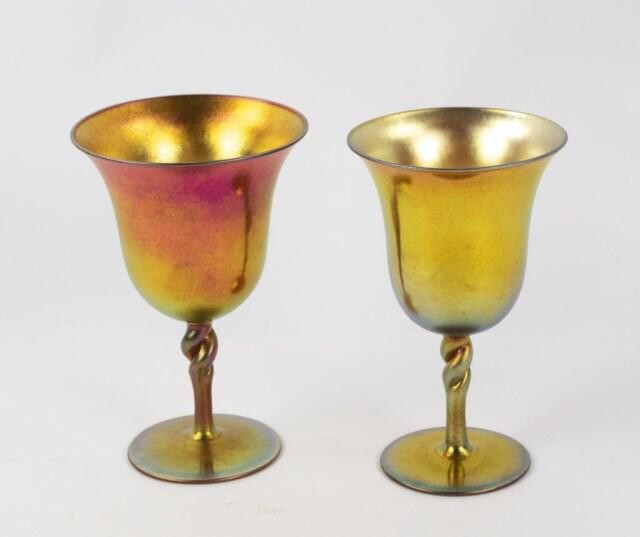 Two Steuben Aurene Goblets