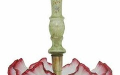 VICTORIAN CRANBERRY OPALESCENT GLASS STAG EPERGNE