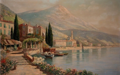VINCENZO FUNICIELLO1905 Ischia - 1955 CapriCOMER SEE Huile sur toile. 100 x 70 cm. Signé...