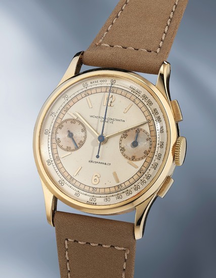 Vacheron Constantin, Ref. 4072 A very attractive and rare yellow gold chronograph wristwatch with three-tone dial