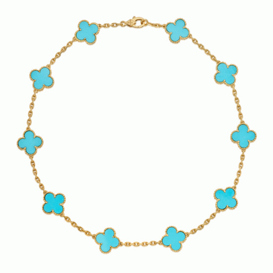 Van Cleef & Arpels Gold and Turquoise 'Vintage Alhambra' Necklace, France