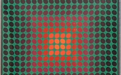 Victor Vasarely (French/Hungarian, 1906-1997) Serigraph in Colors on Paper "CTA 102 No. 4", H 27.6"