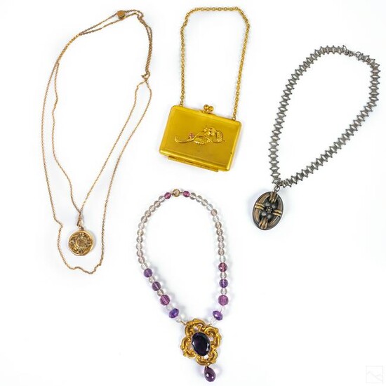 Victorian Antique Pendant Necklace & Case Jewelry