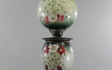 Victorian GONE WITH THE WIND LAMP Painted Pansies