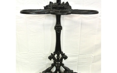 Victorian design cast iron umbrella & stick stand with folia...