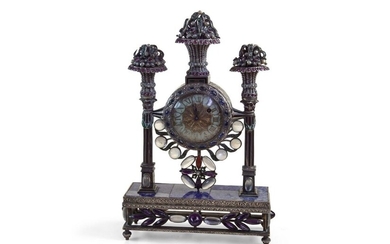 Viennese Jewelled Clock on Lapis Base