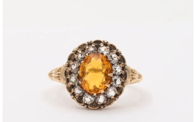 Vintage 14K Yellow Gold Siberian Amethyst Diamond Triangle Pendant, Necklace.