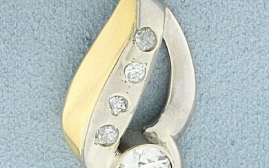 Vintage 1.5ct TW Old European Cut Diamond Pendant or Slide in 14K Yellow Gold
