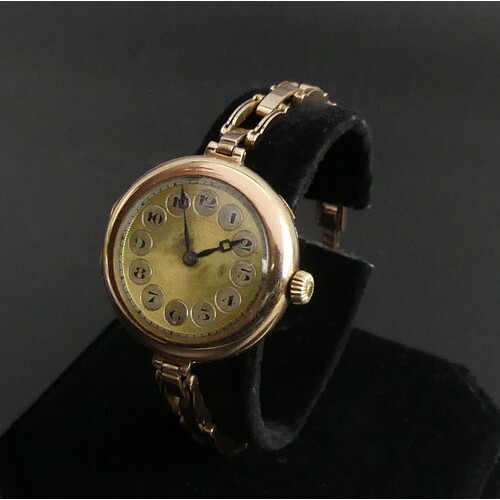 Vintage Rolex 9 carat gold watch and strap, the case numbere...