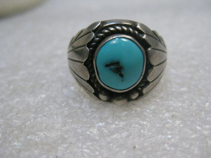 Vintage Southwestern Sterling Turquoise Ring, Navajo