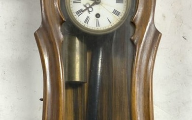 Vintage Windowed Wooden Wall Clock