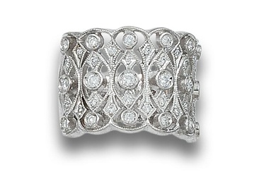 WIDE RING SIGNED YANES IN DIAMONDS AND WHITE GOLD OPENWORK