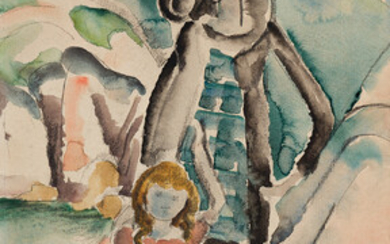 WILLIAM ZORACH Mother and Child. Watercolor and pencil on cream wove paper, 1918....