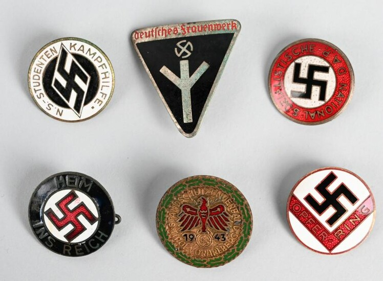 WWII NAZI GERMAN PARTY PINS & MEMBERSHIP BADGES