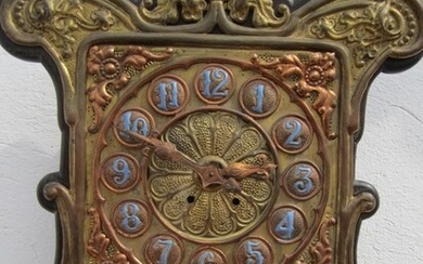 Wall clock - Copper, brass and wood - Mid 19th century