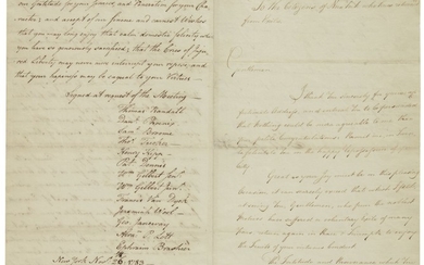 Washington, George. Manuscript letter signed, to the Citizens of New York, [26-27 November 1783]