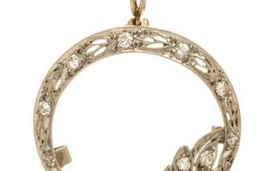 White Gold Filigree & Diamond Pendant, Dia. 1’’ 4G