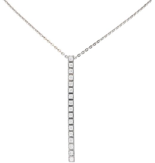 White gold 14 ct necklace with a Cartier Lanieres Diamond 18 ct white gold pendant, with approx. 0.51 ct diamond - 18 ct.