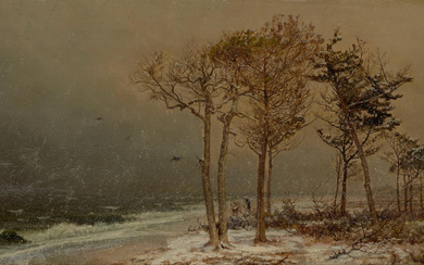 William Trost Richards (1833-1905) Snow Storm, Atlantic City 13 x...