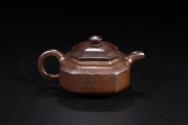 Purple sand casting Octagonal teapot
