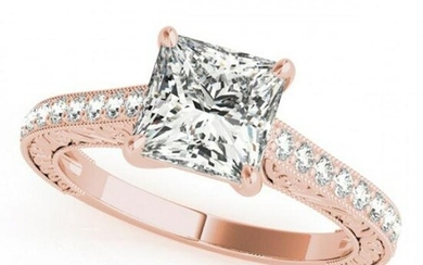 0.8 ctw Certified VS/SI Princess Diamond Ring 14k Rose Gold