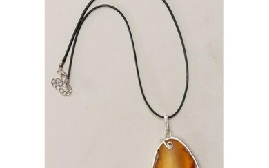 100% natural Baltic amber pendant in silver 925 stamped