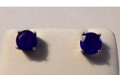1.01ct Ethiopian Blue Opal Sterling Earrings