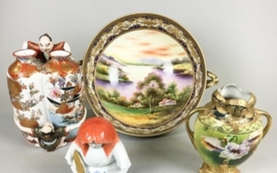 Four Japanese Hand-painted Porcelain Items