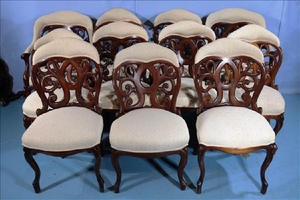 11 Rosewood Belter dining chairs, 2 arm chairs