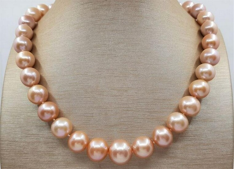 11x13mm Round Pink Edison Freshwater pearls - Necklace