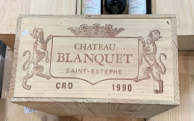 12 Bottles Château Blanquet Andron 1990 - St Estèphe - Cru Bourgeois - Original wooden case
