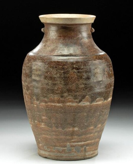 12th C. Khmer Angkor Glazed Pottery Jar, ex-Museum