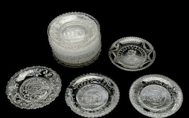 14 American Lacy Glass and EAPG Patriotic Cup Plates