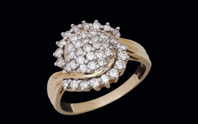 14 K. gold ring with diamond rosette 1.20 cts