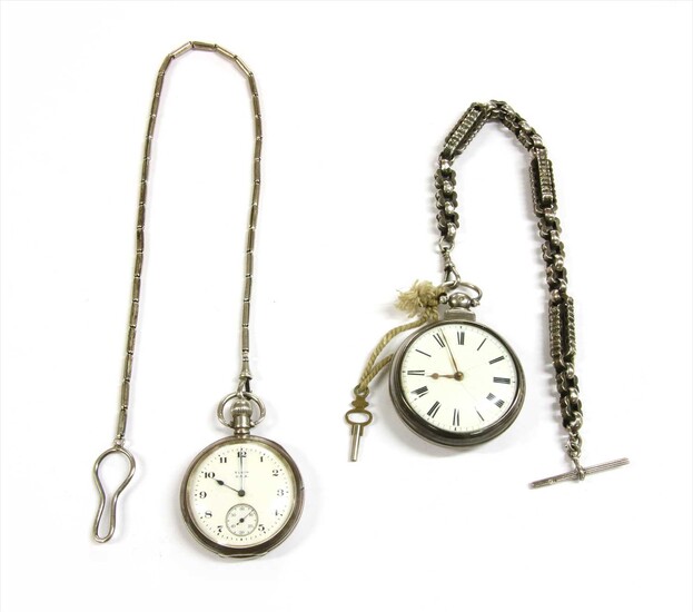 A William IV sterling silver pair case fusee verge pocket watch