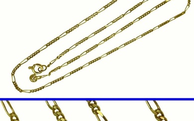 14K GOLD FLAT 5-1 LINK FIGARO CHAIN NECKLACE 17 In. Italian 14K Yellow Gold Flat 5-1 Link Figaro