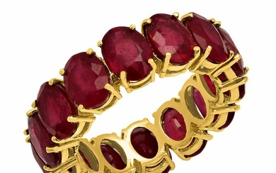 14K Gold 13.30ct Ruby Eternity Band Ring