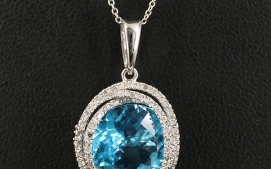 14K Topaz and Diamond Pendant Necklace