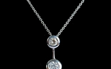 14K WG Triple Diamond Halo Pendant Necklace
