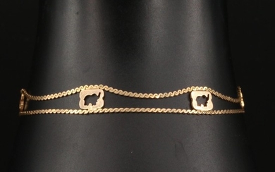 14K Yellow Gold Elephant Motif Link Bracelet