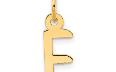 14K Yellow Gold Slanted Block Letter F Initial Charm - 18.7 mm