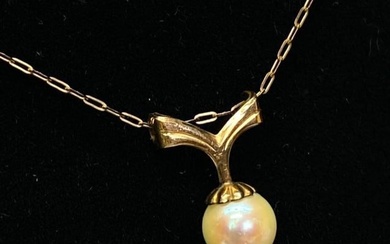 14k Pearl Pendant on G.F. Chain