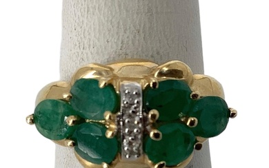 14k Six Stone Emerald Ring