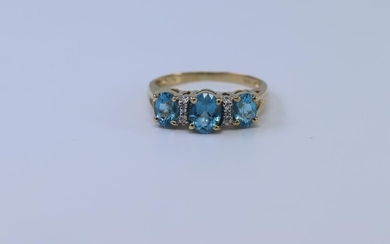 14kt Diamond | Blue Topaz Ring