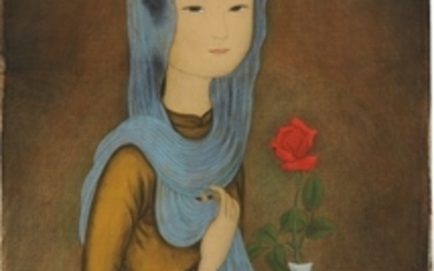 Mai Trung Thứ, La Rose Rouge (J. femme à l’écharpe) [The Red Rose (Young Lady with Scarf)]