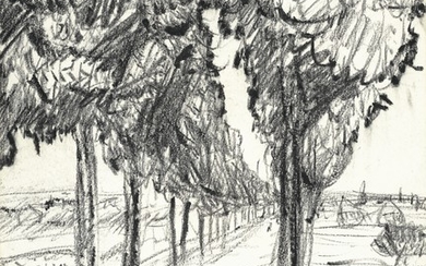 Pierre Bonnard (1867-1947), Allée d'arbres (recto); Paysan sur la même allée d'arbres (verso)