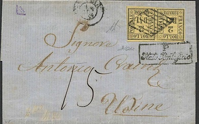 1860, Romagne, Governo Provvisorio, lettera da Ferrara per Udine del 7 gennaio 1860