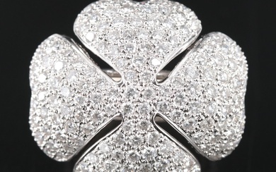 18K 3.00 CTW Pavé Diamond Four-Leaf Clover Ring