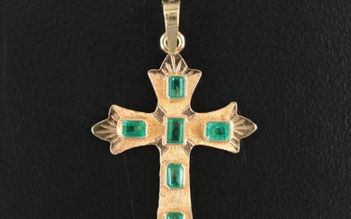 18K Emerald Cross Pendant