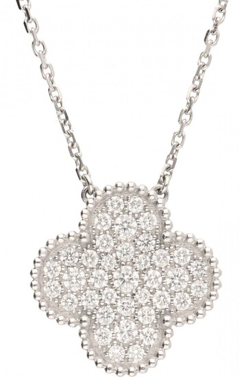 18K. White gold Van Cleef & Arpels necklace and 'Diamond Magic Alhambra' pendant set with...